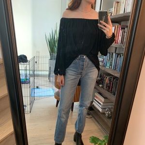 HAUTE HIPPIE OFF THE SHOULDER JERSEY TOP - SIZE L